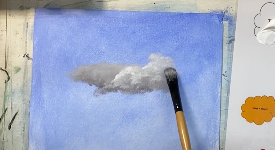 Witte kleur toegevoegd aan geschilderde wolk